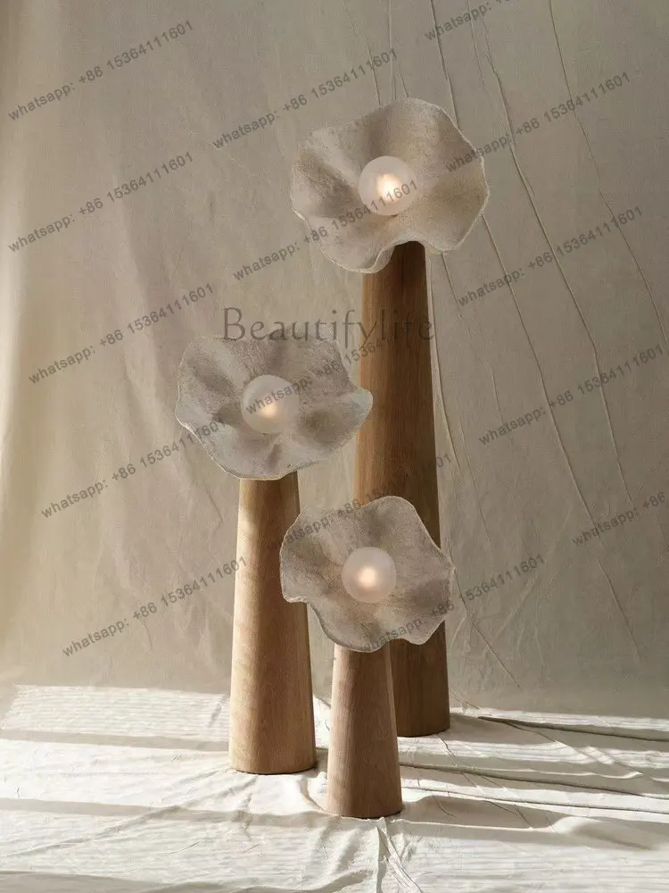 Modern simple flower shape wooden floor luminous object living room bedroom decoration ornament