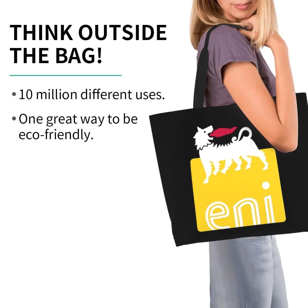 Agips Eni Racing Car Oil Shopping Tote Bag Canvas Large Capacity Shoulder Bags Shopper Grocery Handbag for Women