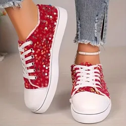 Loafers Platform Flat Rhinestone Fashion Women's Shoes Women's Canvas Shoes Casual Lace-up Low High Top Zapatillas De Mujer