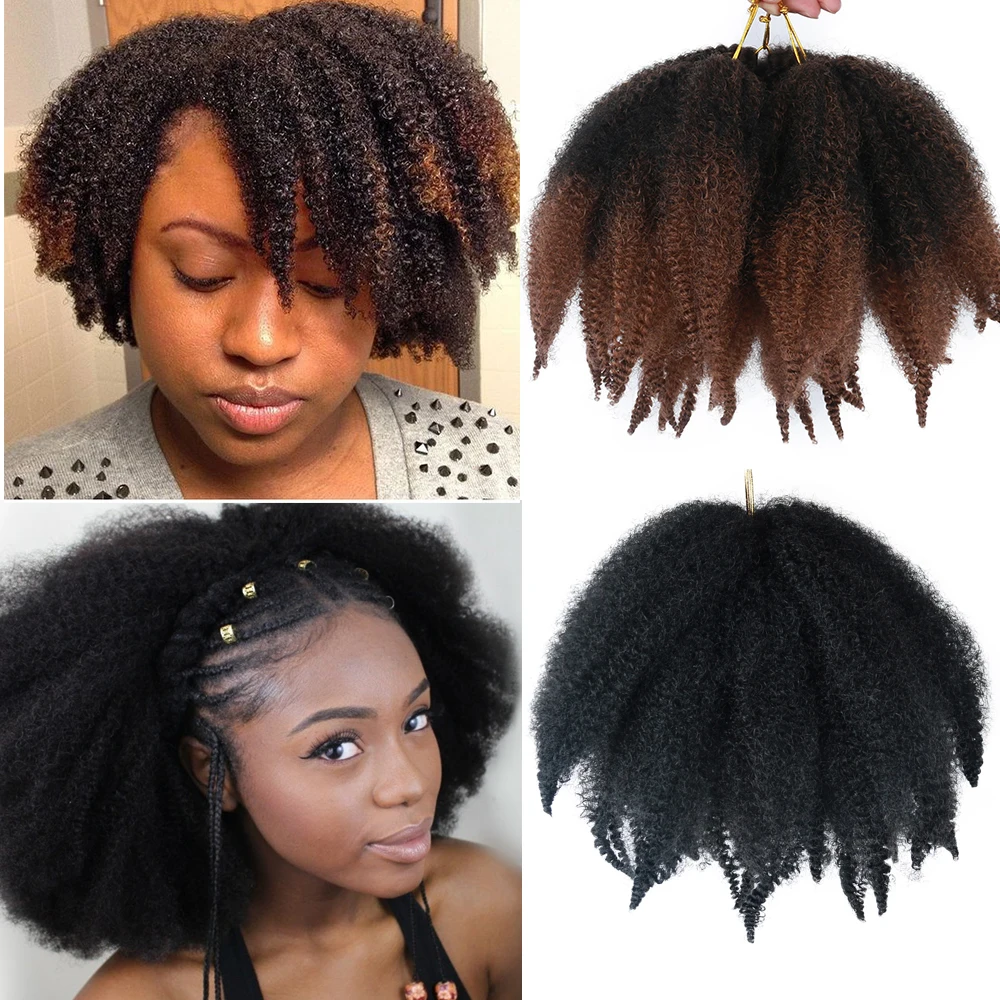 

Short Soft Afro Kinky Curly Hair 8inch Marley Hair Braids Synthetic Soft Colored Crochet Braiding Hair Extensions For Women