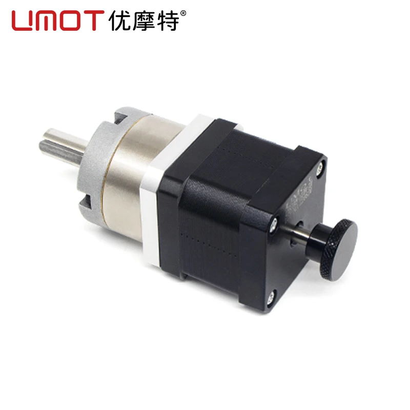 UMOT Big Torque Ratio 1:3.6-1:121 Nema23 24 DC 12V Geared Stepper Motor Dual Output Shaft with Handwheel Gear Box Stepping Motor