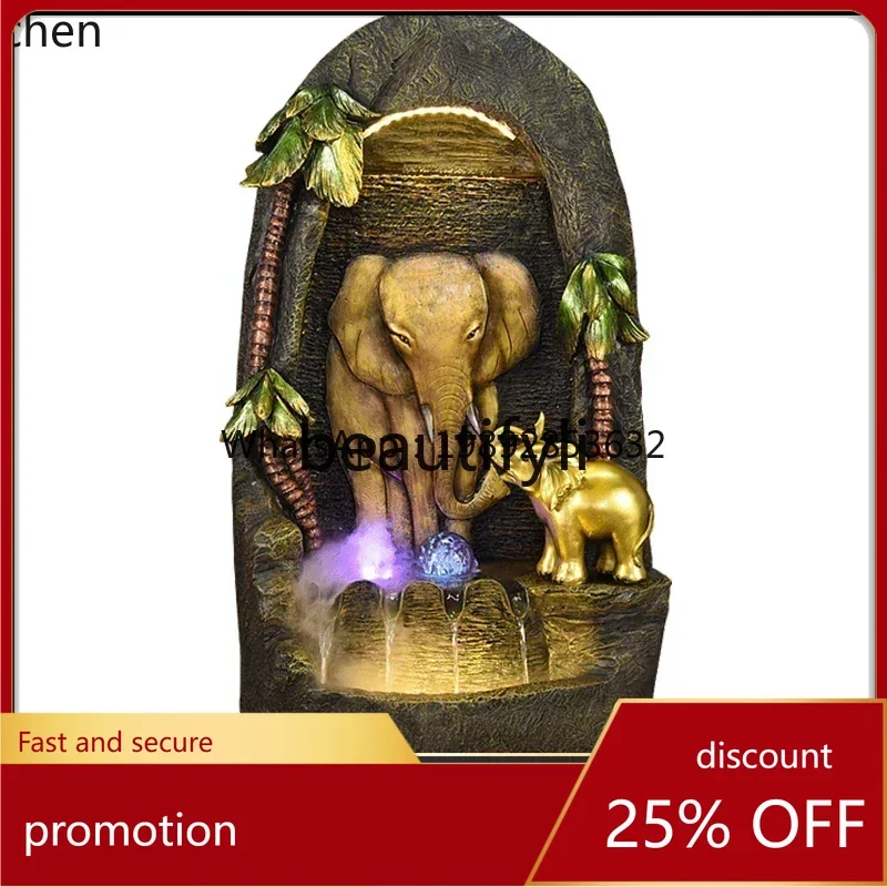 YFY  Living room feng shui wheel flowing water fountain courtyard entrance elephant lucky bonsai floor creative ornament