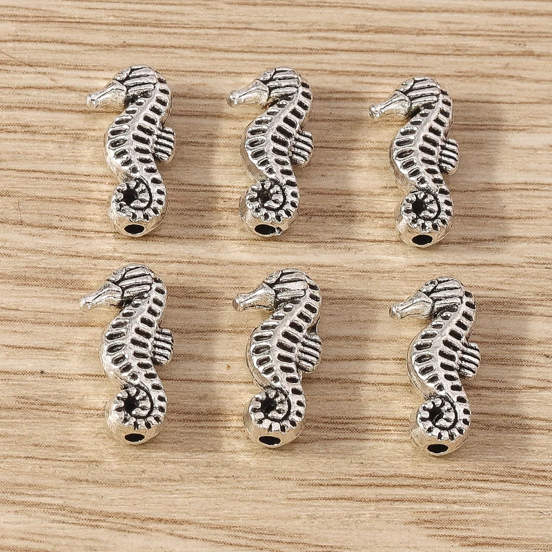 20pcs Cute Mermaid Life Charms Alloy Turtle Starfish Fish Shell Small Hole Loose Spacer Beads for Jewelry Making DIY Craft Gift