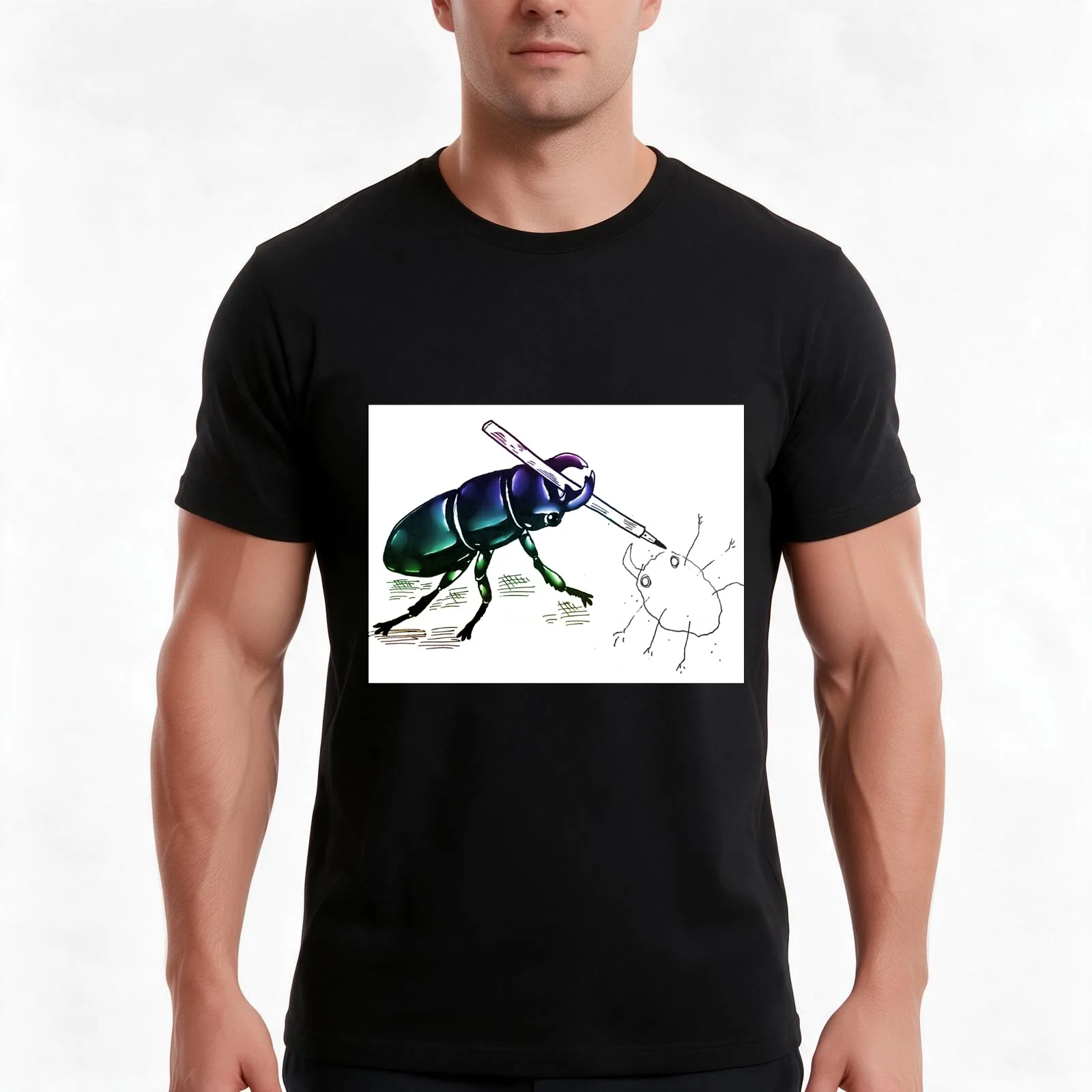 What a Bug! T-Shirt, Summer Casual Cotton Tee, Oversized Streetwear Tops, Vintage Graphic Print, Loose Fit Short Sleeve
