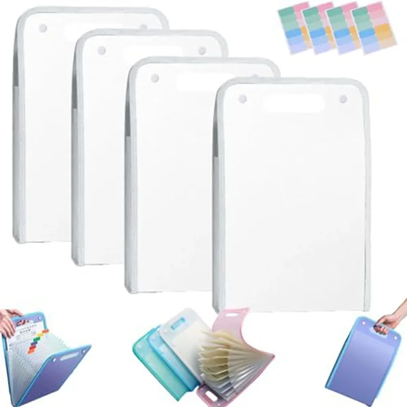 Cartella impermeabile estesa Well Made-4PCS, manager di file verticale con maniglia Cartelle da ufficio portatili multi-page A4 a 13 tasche