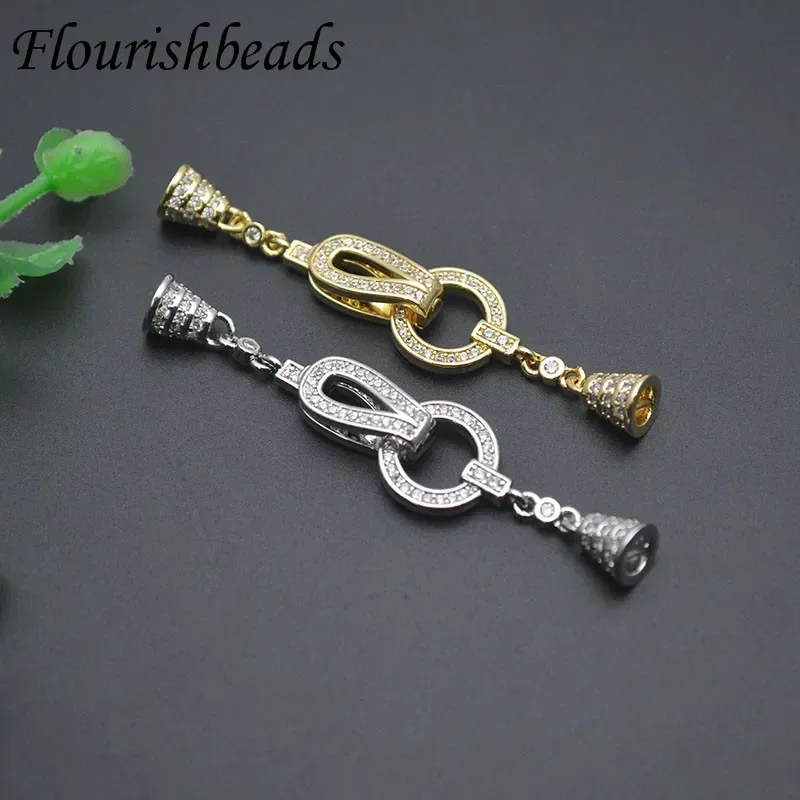 

DIY Jewelry Findings Accessories Pearl Necklace Clasp Fastener Connector Paved CZ Beads for Handmade Making Material 10pcs