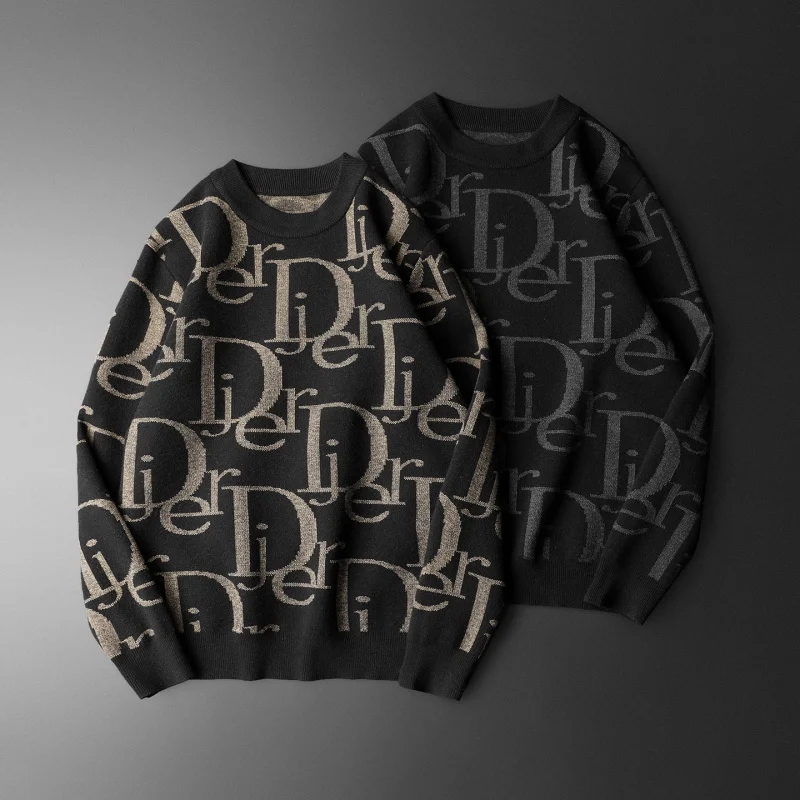 

Модный утепленный шерстяной вязаный свитер мужской с высоким воротником и буквенным узором, зимний, повседневный, теплый, для поездок на работу