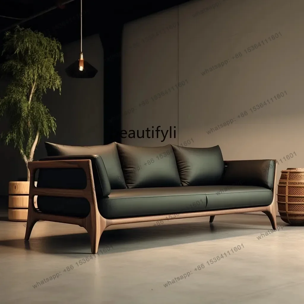 56 New Chinese solid wood Arhat bed, straight row North American black walnut sofa bed, chaise longue