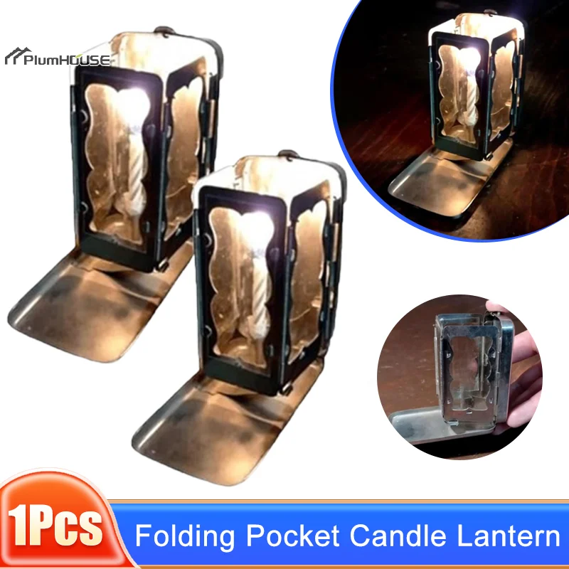 Folding Pocket Candle Lantern For Real Candles Vintage Small Pocket Candle Lantern Portable Decorative For Camping Hiking Travel