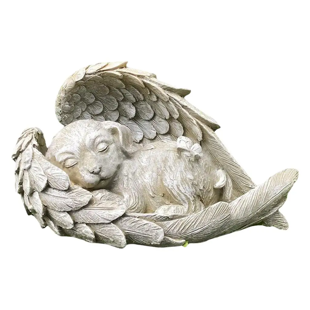 Dog Angel Memorial Statue Resin Statues Animal Sculpture Garden Ornaments Resin for Home Patio