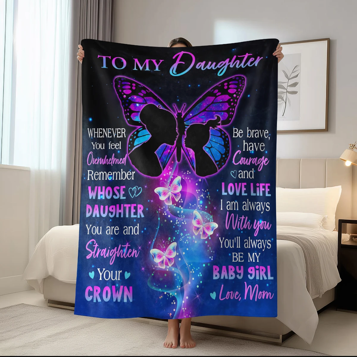 1 unidad de manta tipo sobre que la hija dio a su madre, una manta cómoda y suave, es un regalo para su madre.