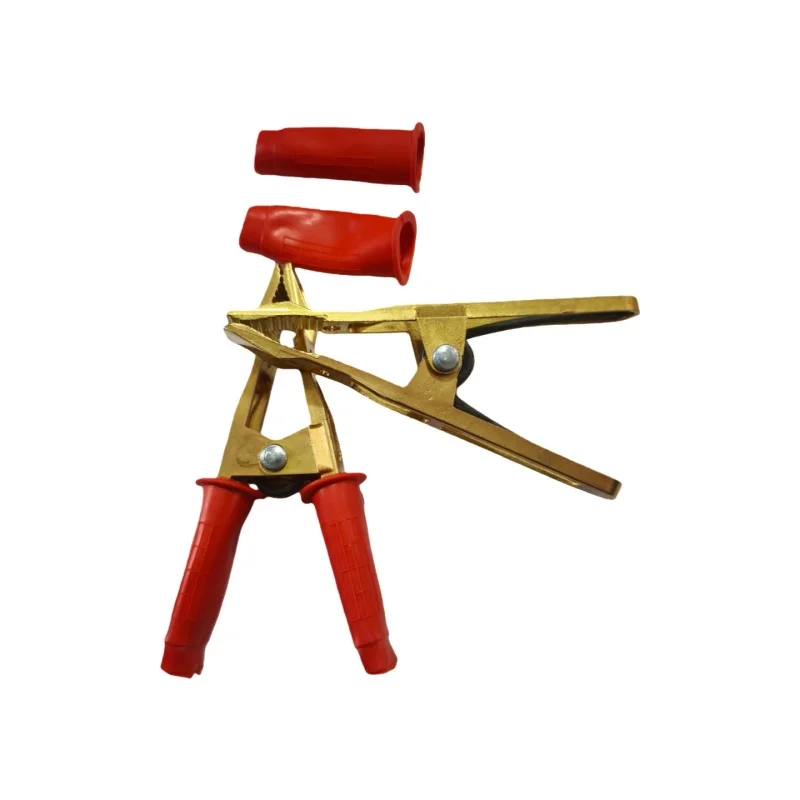Earth Clamp 300A Brass Argon Arc Welding Ground Clip Electric Pliers Red+Black-2PCS