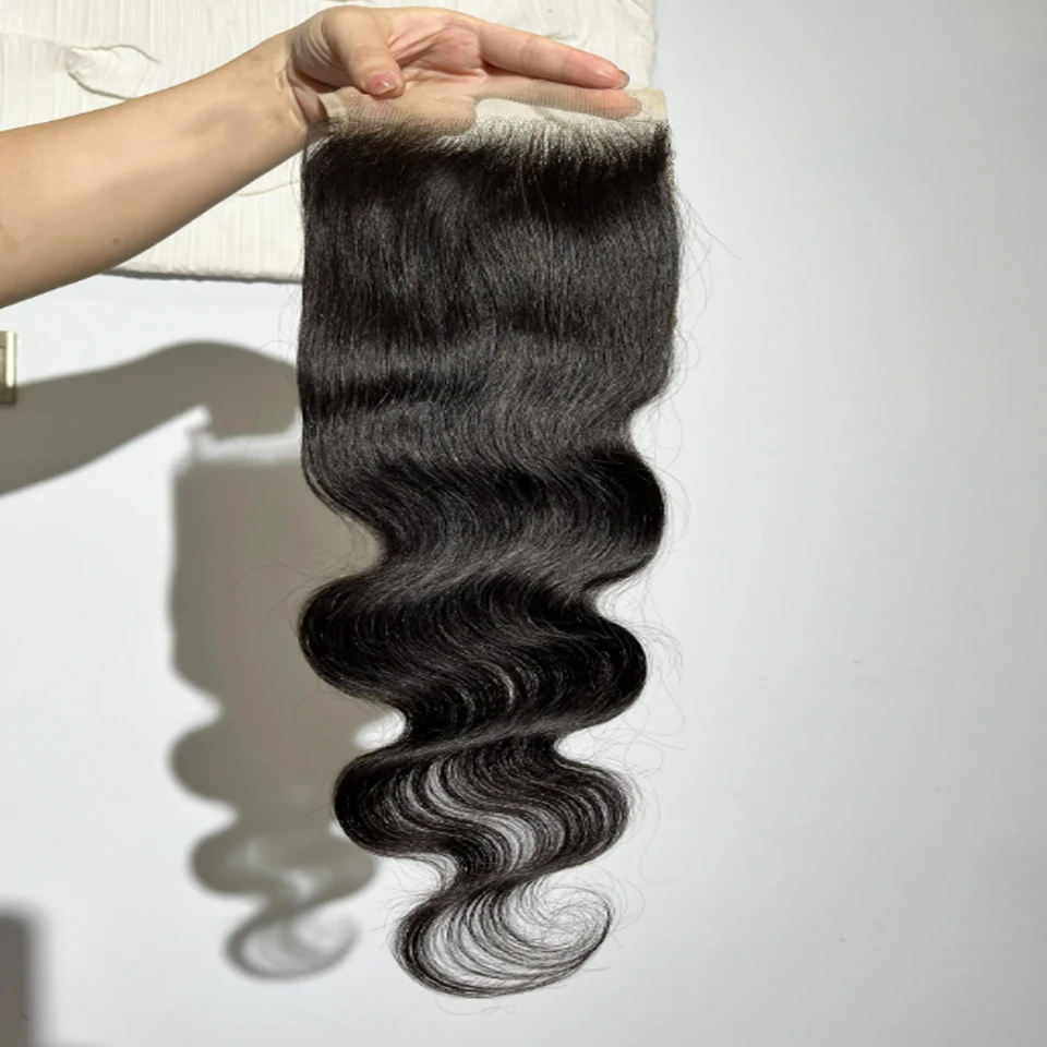 BINF Hair 4x4 Body Wave Lace Closure, nur vorgezupft, transparente Schweizer Spitze, Echthaar für schwarze Frauen, vollständig weich. – Detail 18