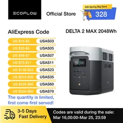 ECOFLOW Portable Power Station DELTA 2 Max, 1900Wh Solar Powered Generator, 2400W LFP Solar Generator, Full Charge in 1 Hr