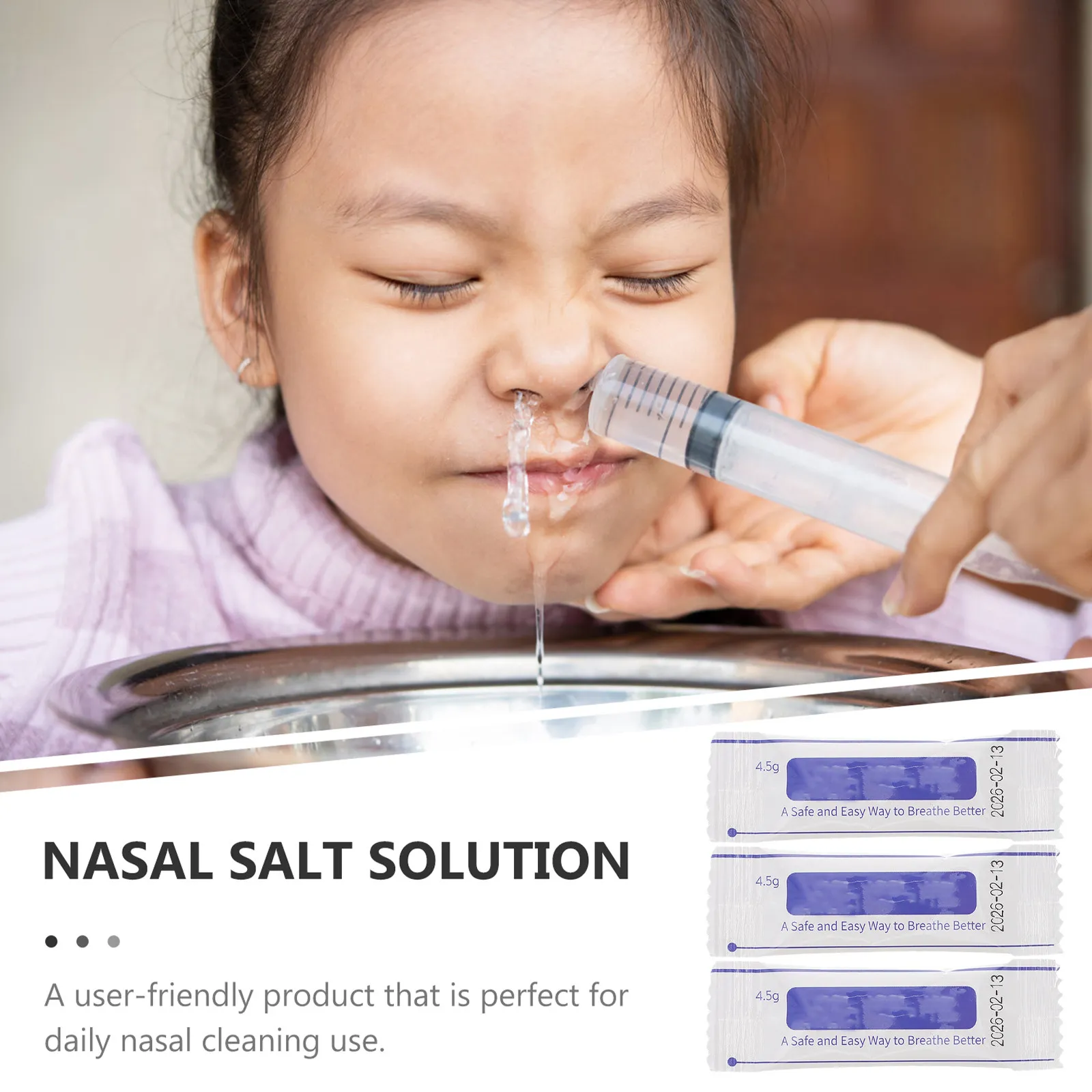 40Pcs Nasal Rinse 4.5g Safe Gentle Saline Solution for Daily Nasal Wash Clean Tool Mucus Clearance Breathing