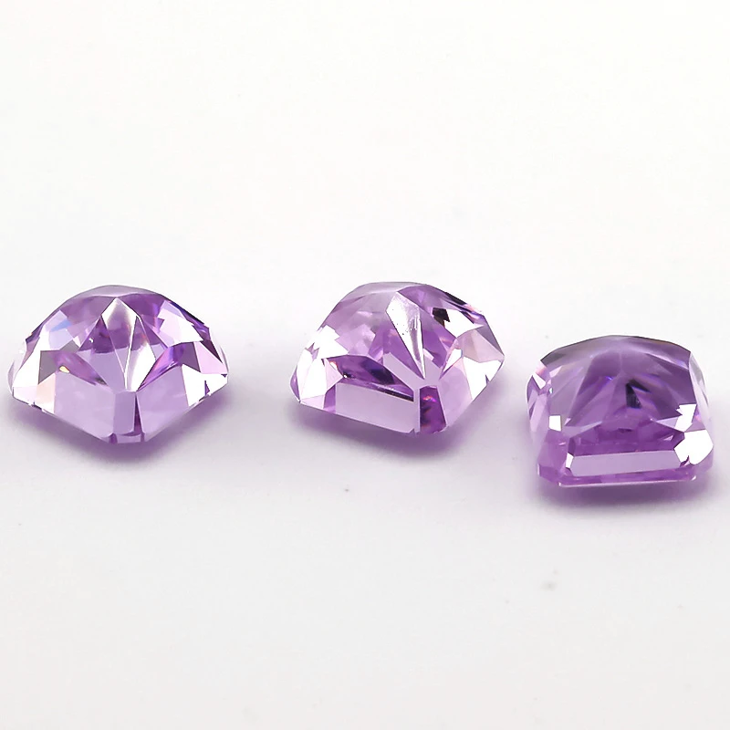 08 # Hellvioletter, quadratischer, achteckiger, strahlender, Crushed-Ice-Schliff, Zirkonia-Stein 5x5mm, 5A, loser CZ, synthetischer Edelstein für Schmuck – Detail 4