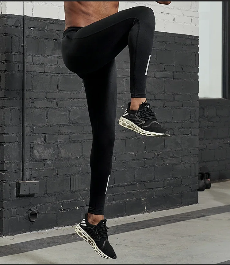 New Compression Pants Men Running Tights with Reflective Striped Basketball Legging Workout Elastic Waist Trousers Men view 3