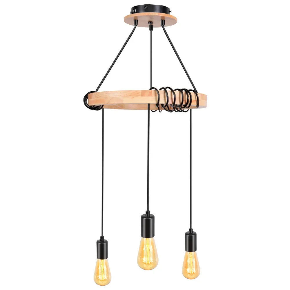 Modern Pendent Light 30cm Wooden Circle Chandelier Lighting Lustre Ring Lights for Living Room Decoration Bedroom Ceiling Lamp