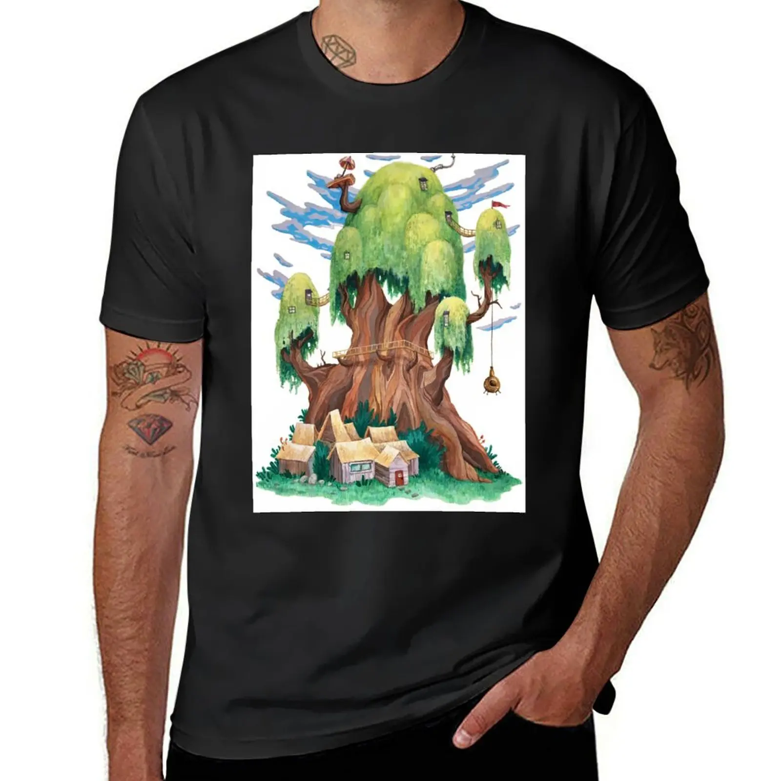 AdventureTime Tree house T-Shirt plain quick-drying animal prinfor boys t shirts men