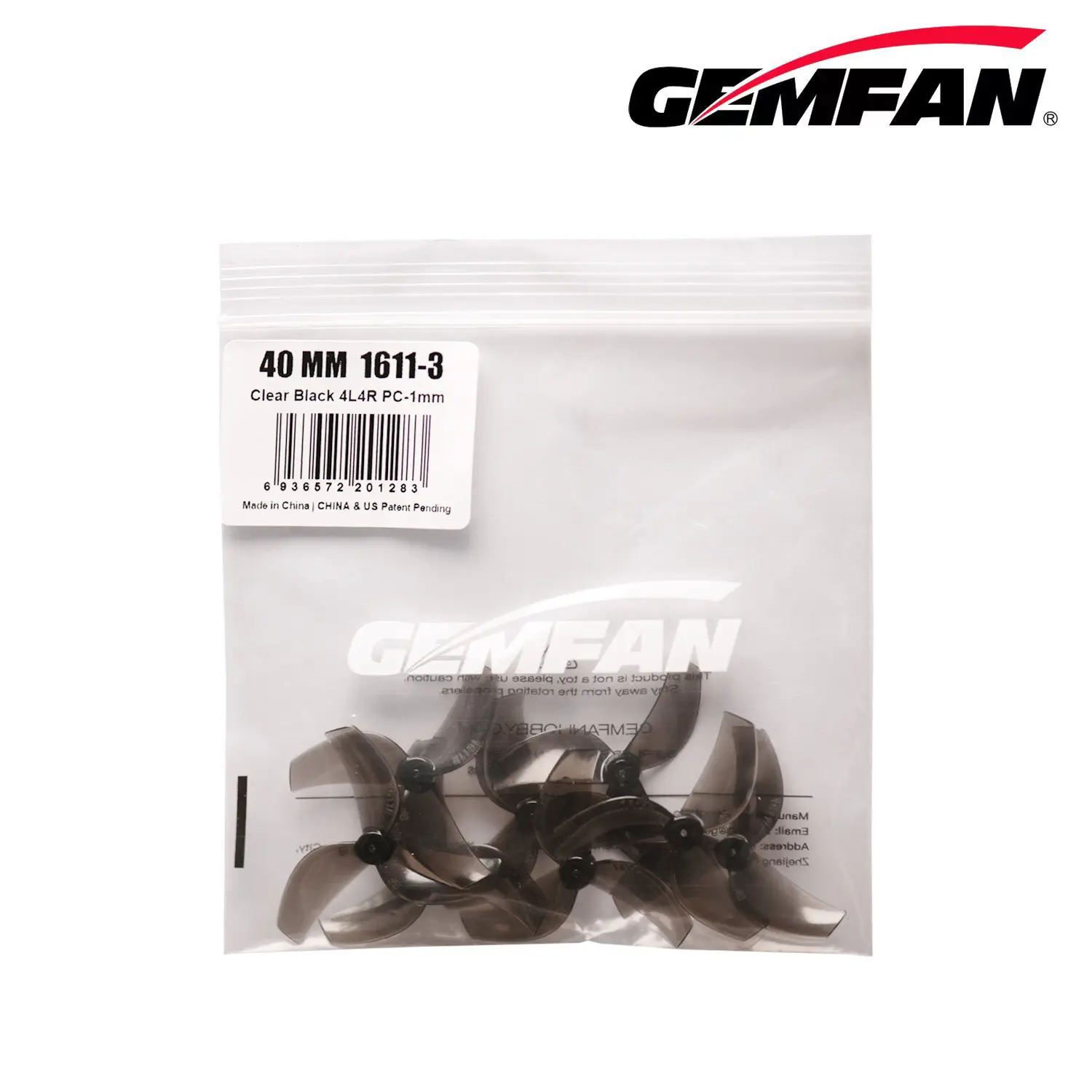Gemfan 1611 40mm 3-Blade Props (4Pairs), 1.1 Pitch, for 0802-1102 Tiny Whoop