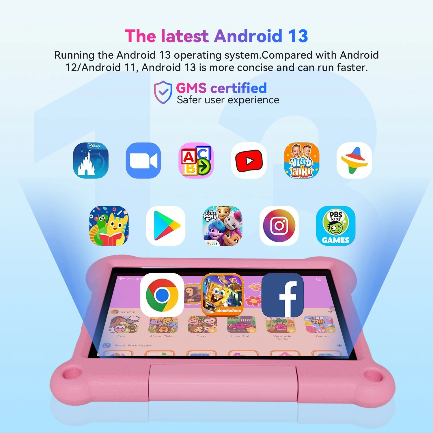 تابلت Adreamer Kid 10.1 بوصة Android11 4GB 64GB ثماني النواة للأطفال للأطفال 4G LTE Wifi GPS مع حافظة مقاومة للأطفال 6000mAH