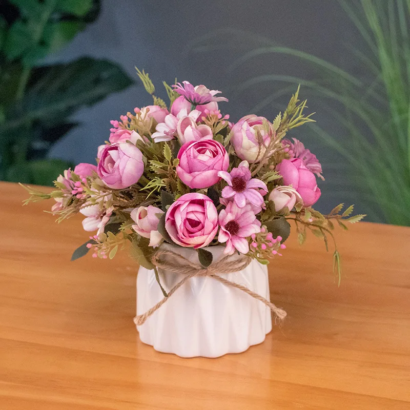 

1pcs Rose red Artificial Flowers Peony Tea Rose Autumn Silk Fake Flowers for DIY Living Room Home Garden Wedding Decoration