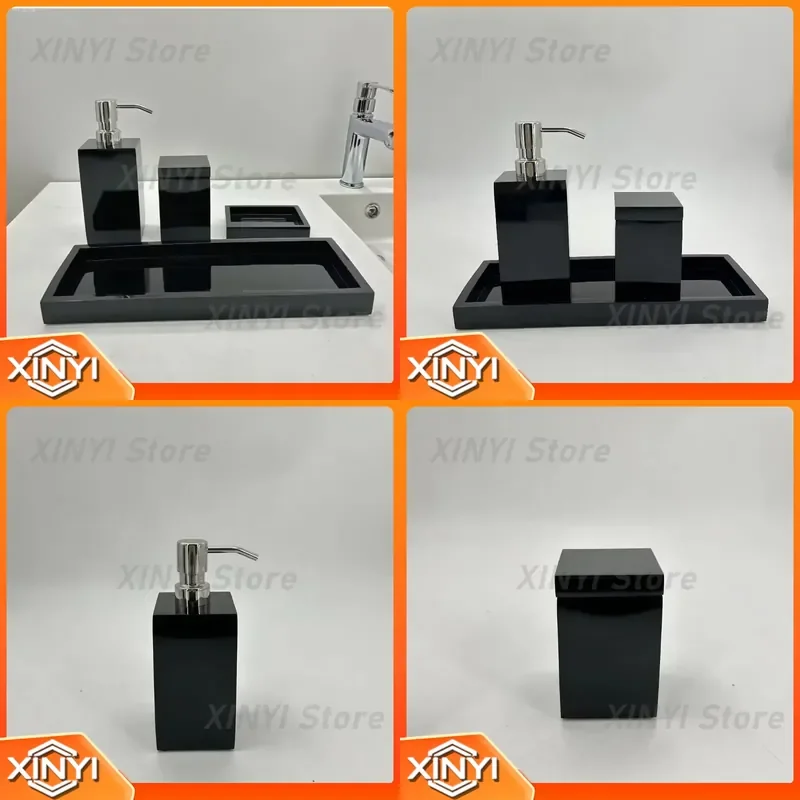 Vanity Set Bathroom Organizer Resin Soap Dish Cotton Jar Box for Hotel Amenities for Home Use and Decor