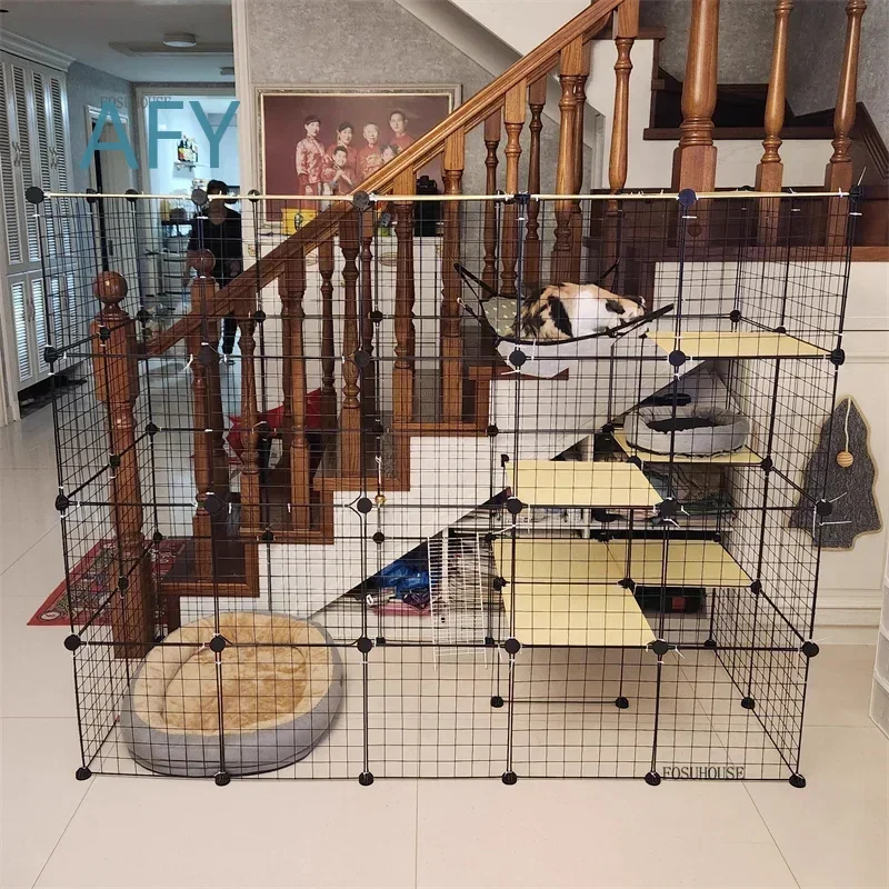 Extra Large Iron Cat Cage for Home Indoor Use Multifunctional Pet Fence Cabinet Creative Cat Villa High Quality Light Luxury