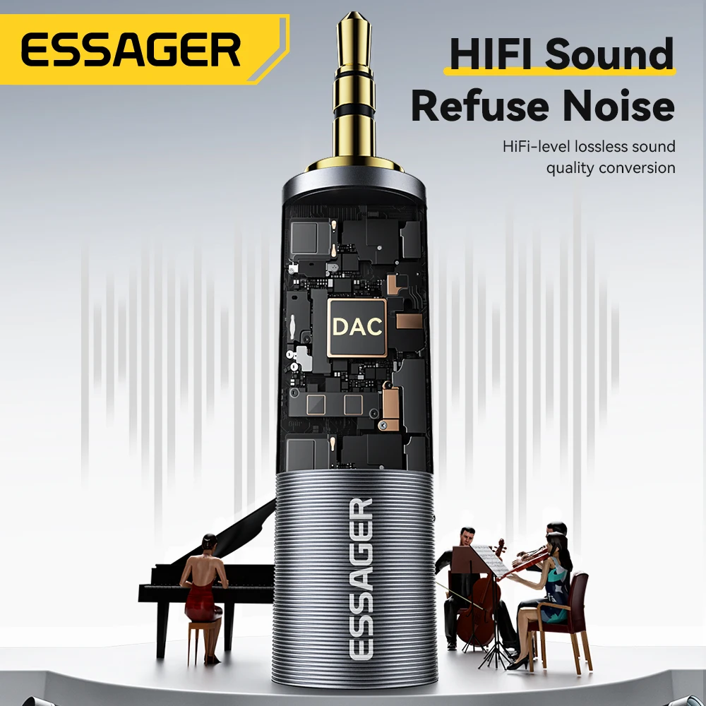 Essager  3.5mm to 6.5mm Jack Adapter Headphone Amplifier Audio Adapter Microphone Connector 6.5mm Female to 3.5mm Male Jack Plug
