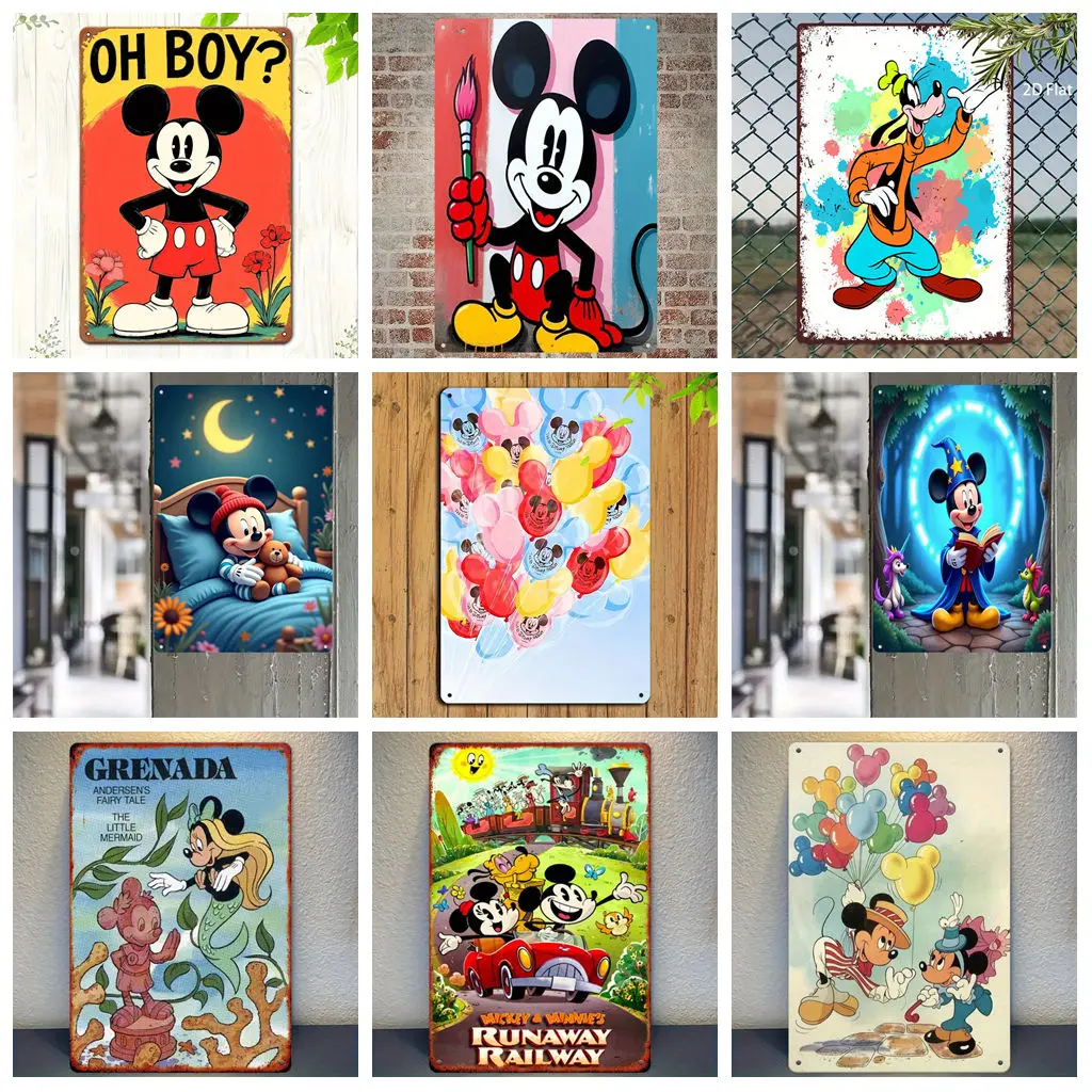 

Miniso Disney Classic World Collection Retro Vintage Tin Sign Poster Decorative Plaque Metal Plate Wall Decor