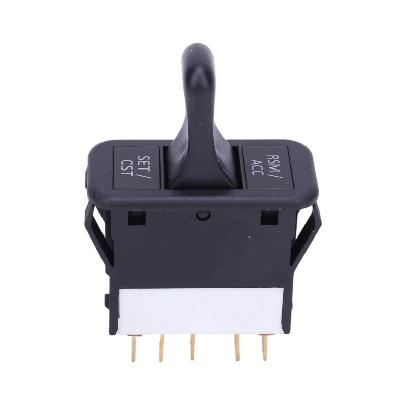 Y1UB Black ABS Cruise Control Switches With Short-Travel Button Actuation, Labeled SET and RSM Inputs, and Clip-Mounted Side