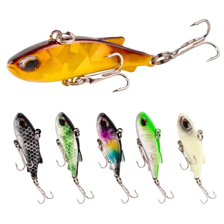 4g 4cm VIB Fishing Lures Metal Treble Hooks Sinking Vibration Artificial Bait Winter Mini Lifelike 3D Eyes Swimbait Crankbait