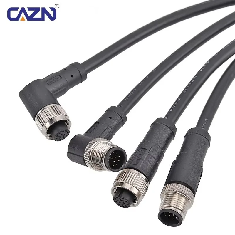 Factory Direct M12 Overmolded Shielded Aviation Plug 2/3/4/5/6/8/12/17 Pins A-type PVC PUR  IP67 For Transmission Equipment Sens