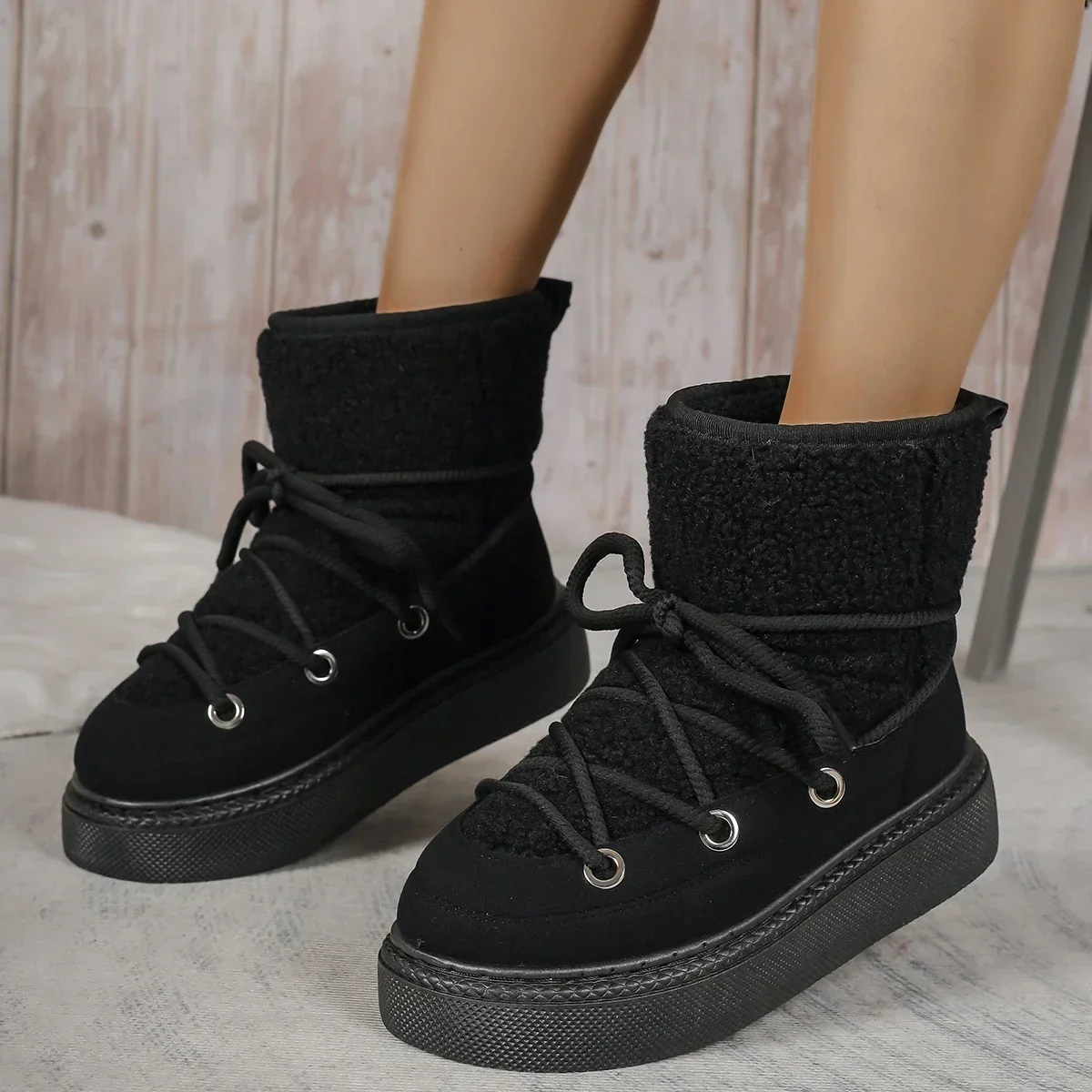 New Winter Snow Boots Women\'s Fur One Body Plus Wool Thickened Warm Non-slip Super Warm High Top Women\'s Cotton Shoes Size 36-43