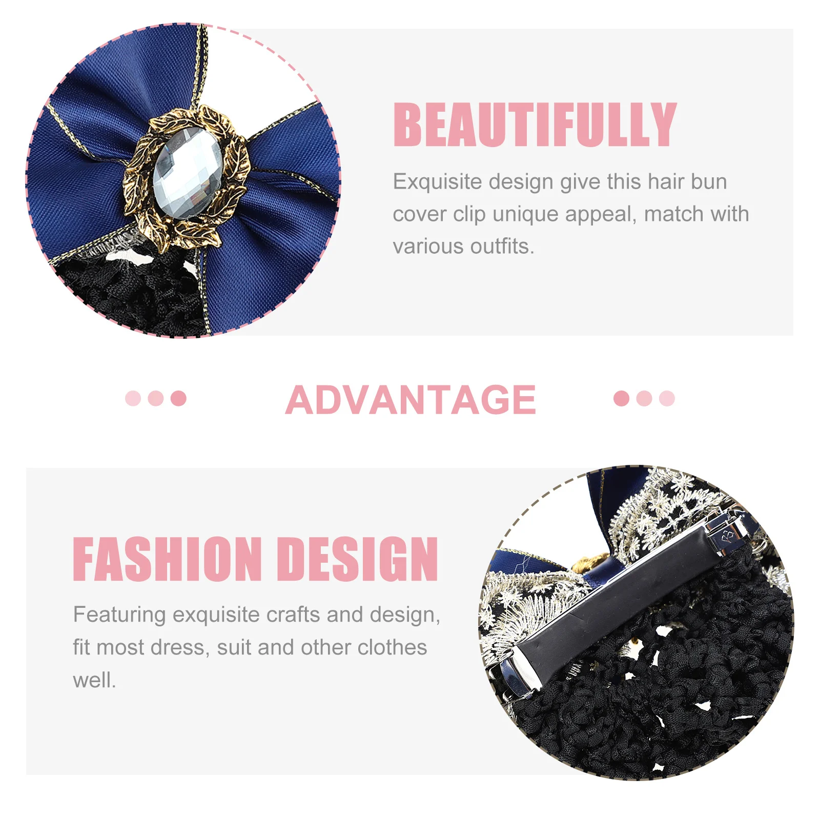 

2pcs Cover Barrettes Professional Hair Bun Net Clip For Women Ladies Bowknot Hairnet Bun Cover Accessory Hair Styling Tool