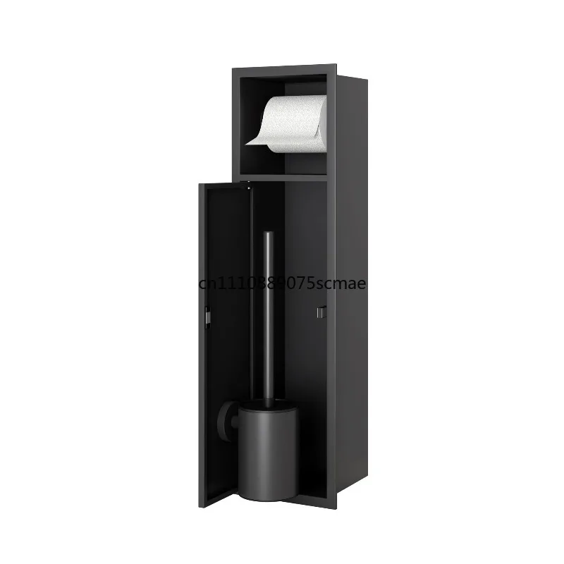 Toilet stainless steel recessed shelf niche toilet toilet brush with door bathroom tissue holder hidden niche