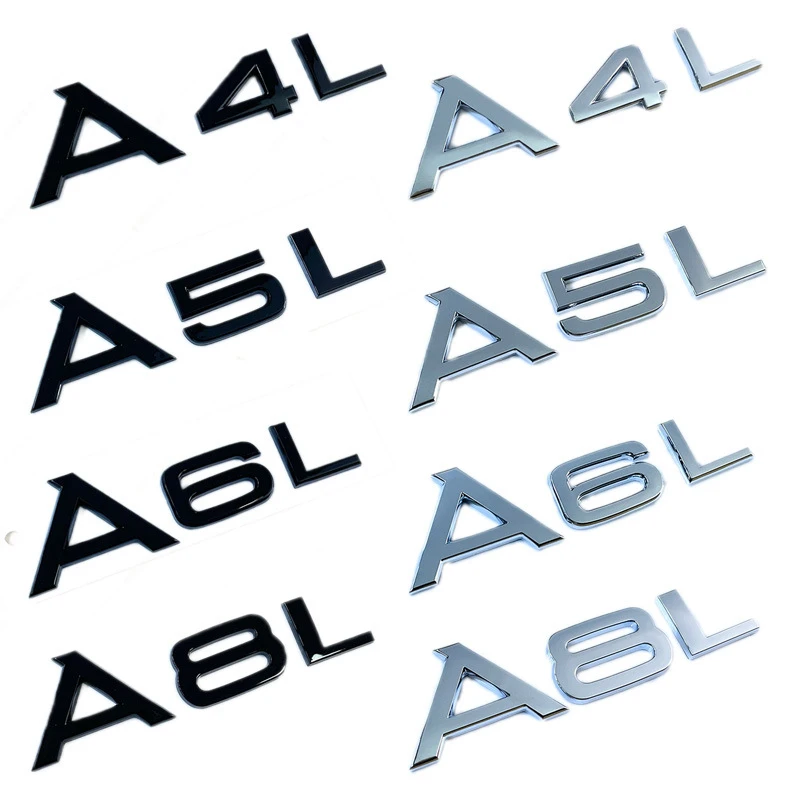 3D ABS Black Silvery Rear Trunk Emblem Badge Sticker Decals for Audi A1 A3 A4 A5 A6 A7 A8 Q2 Q3 Q5 Q7 Q8 Car Accessories