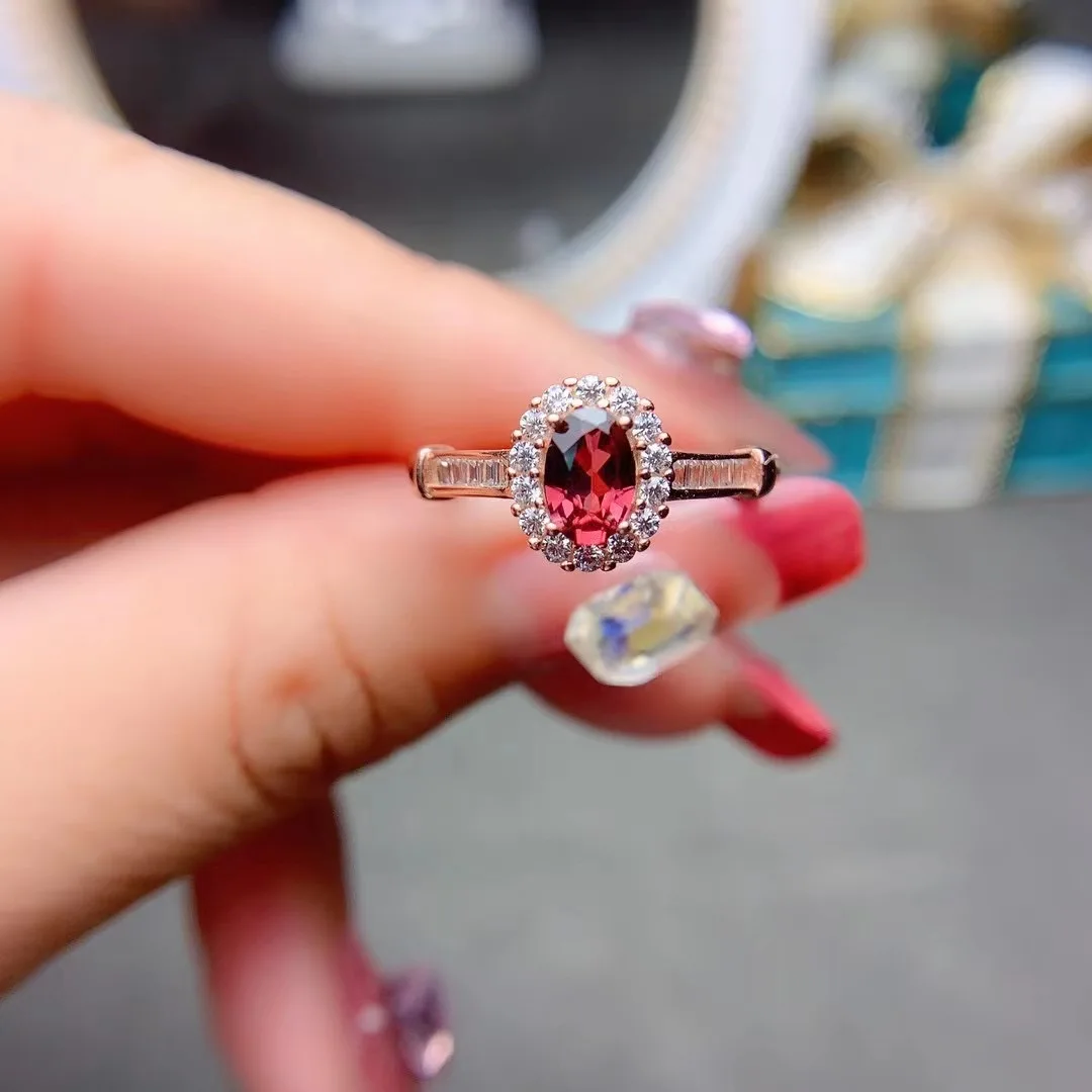 

100% Natural Pyrope Garnet Ring for Emgagement 4mm*6mm 0.5ct VVS Grade Garnet Silver Ring 925 Silver Gemstone Jewelry