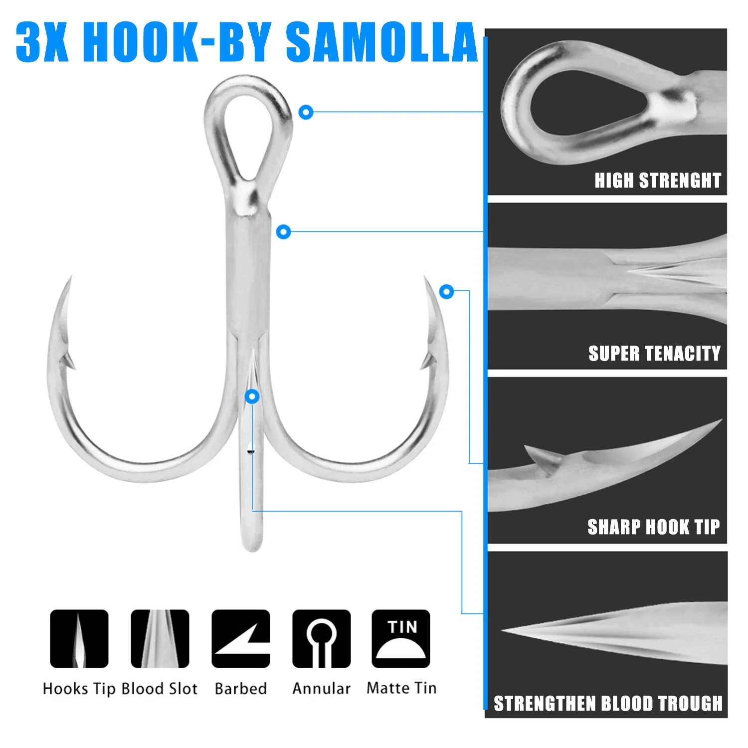 20pcs/lot 1-3/0# 3XReinforced Triple Hook Blood Groove Tinplated Rust Proof Super Strong Pull Fishing Hook Sea Fishing Lure Hook 20pcs/lot 1-3/0# 3XReinforced Triple Hook Blood Groove Tinplated Rust Proof Super Strong Pull Fishing Hook Sea Fishing Lure Hook