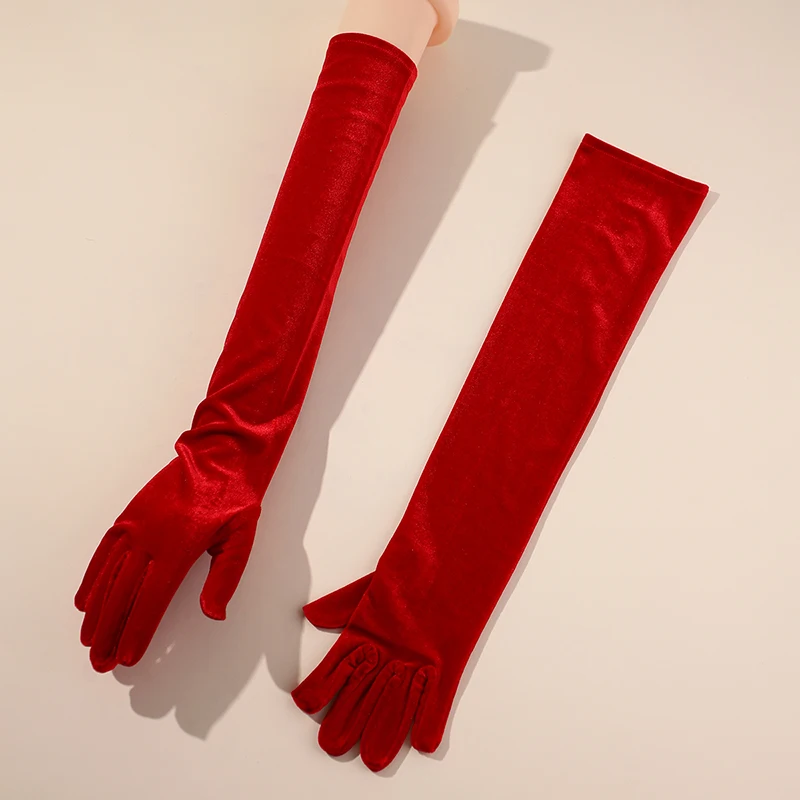 

Bridal gloves vintage suede Christmas red gloves, suitable for women's weddings, event accessories