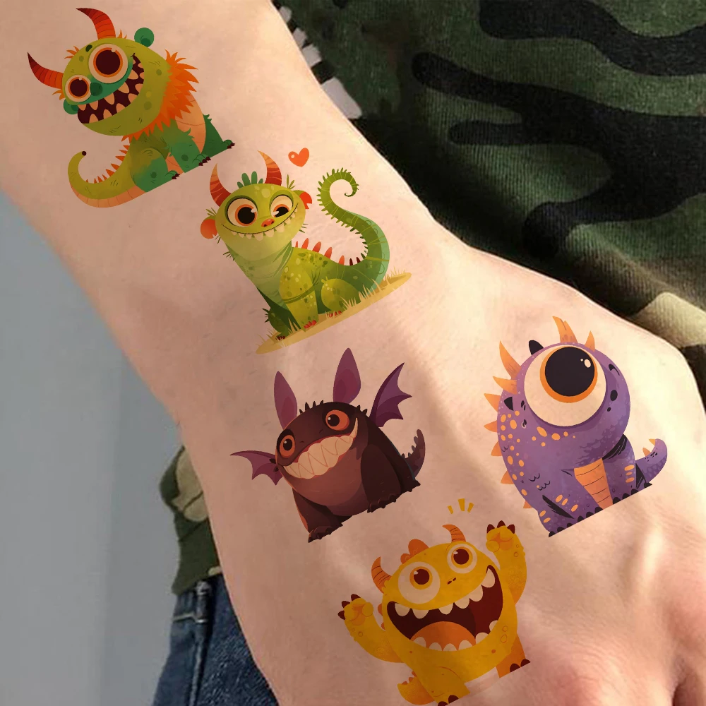 10 peças adesivos de tatuagem de monstro criativo, simples, à prova d'água, durável, presentes traseiros, adesivos de festa, decoração