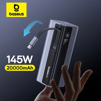 Baseus 145W Power Bank 20000mAh Wbudowany kabel Type C o mocy 100W, szybkie ładowanie, przenośna zewnętrzna ładowarka PowerBank
