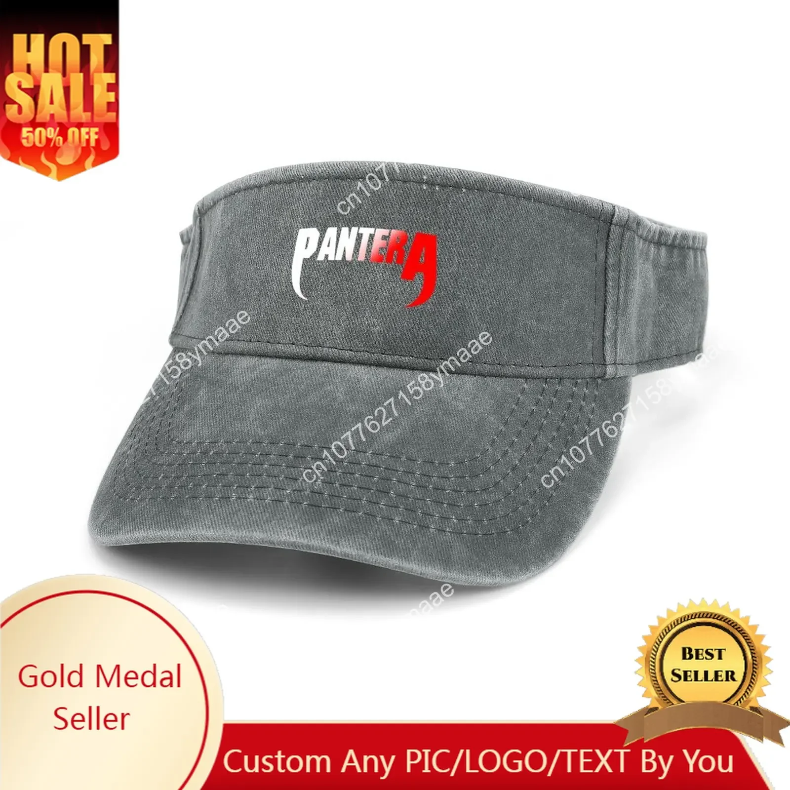 

Pantera Band Sun Visor Leaky Top Cowboy Hats Mens Womens Customize DIY Cap Sports Baseball Tennis Golf Caps Empty Open Top Hat