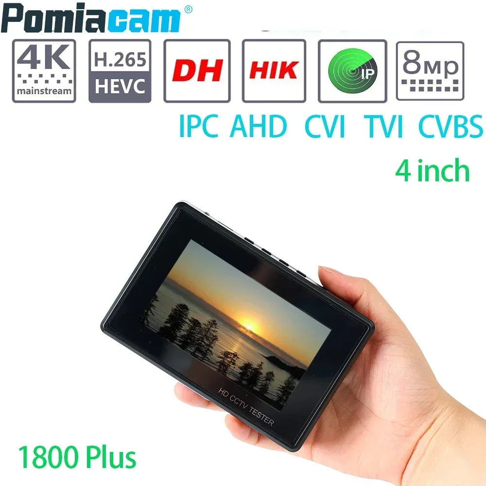 CCTV Camera Tester 1080P 5-IN-1 TVI AHD CVI Analog IP Build In Battery Security Tester Monitor Video Audio Test PTZ IPC1800