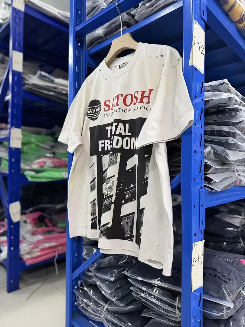 2026ss SATOSHI NAKAMOTO TOTAL FREEDOM Printed Women Men T shirts tees Washed Distressed Vintage Short‑Sleeve Men T‑Shirt Summer