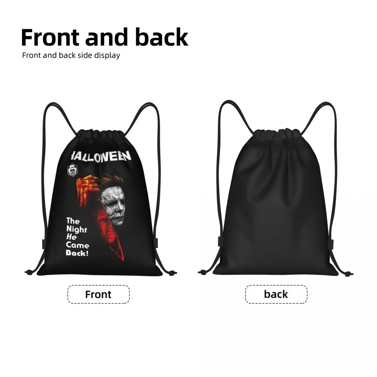 Michael Myers Knives Drawstring Backpack Women Men Gym Sport Sackpack Foldable Halloween The Night Came Back Shopping Bag Sack