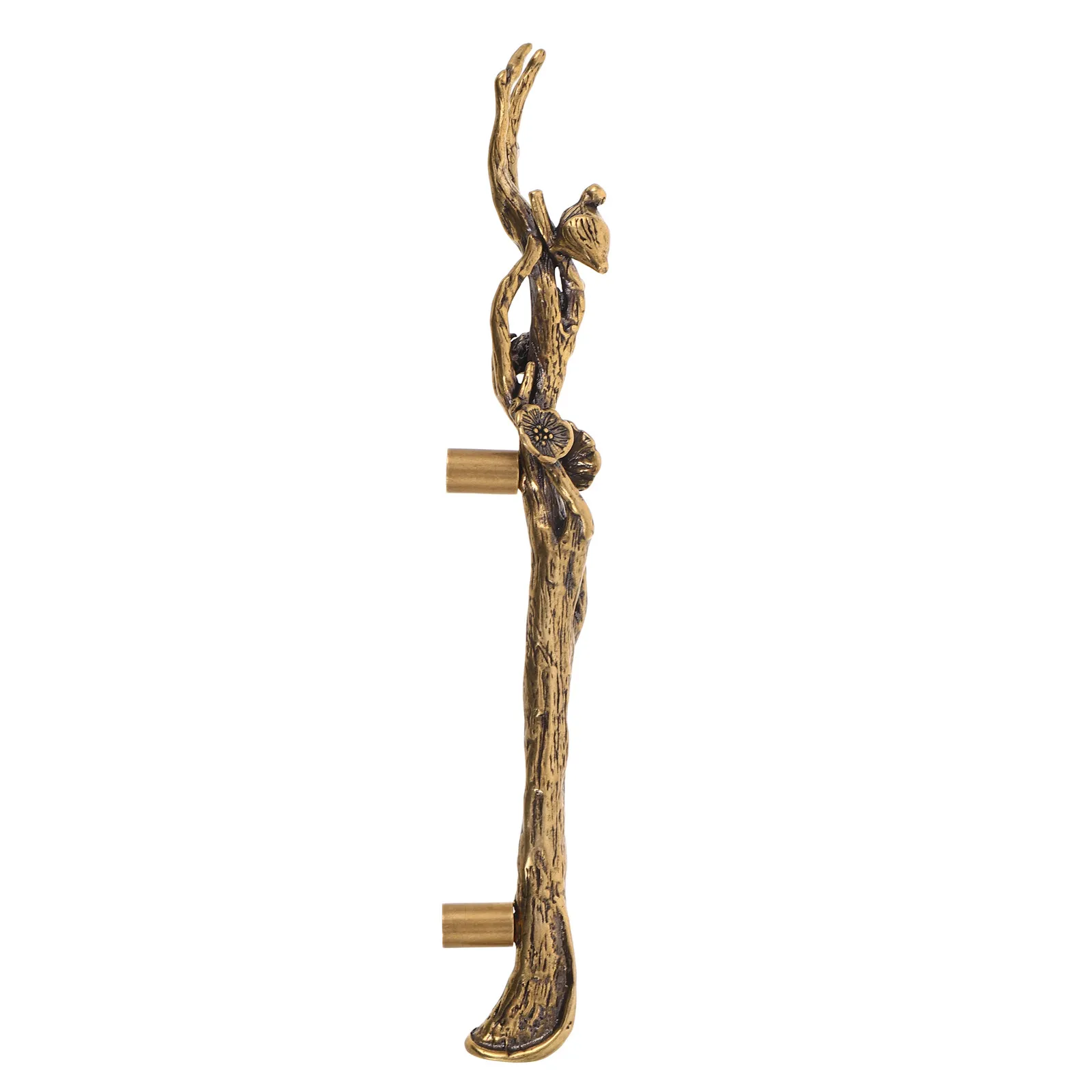 Brass Cabinet Handle Pull Decorative Vintage Bird on Branch Design for Dressers Drawers Kitchen Hardware Yellow Brass