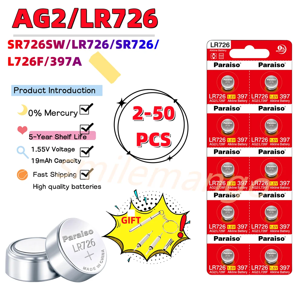 

Кнопочный элемент LR726 AG2, SR726SW CX59 LR59 SR59 397 396A G2A G2 1,5 в