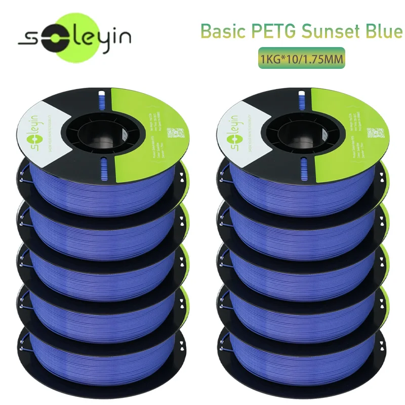 Soleyin PETG 3D-Drucker Filament 10kg 1,75mm, Hochtransparentes, robustes Druckmaterial für 3D-Drucker, 10kg/Spule