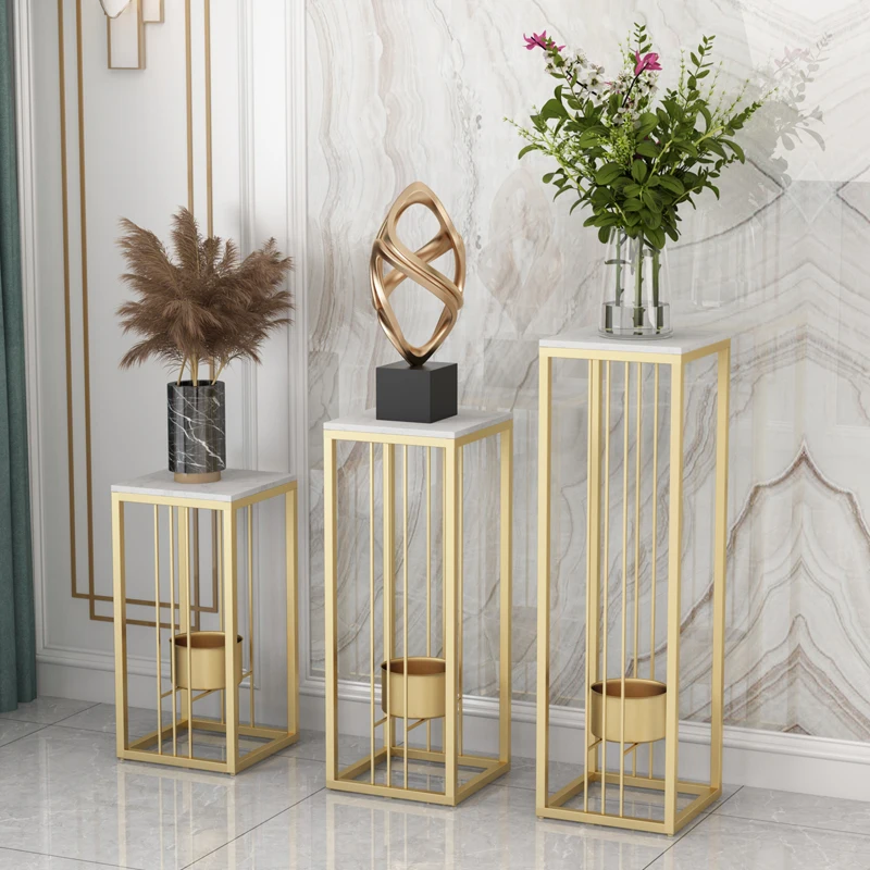 #Light luxury rock slab flower rack living room floor-to-ceiling interior decoration ornament shelf, balcony multi-layer succule